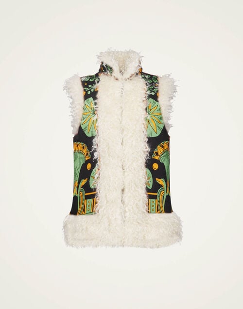 La Doublej Sleeveless Folk Jacket The Nile Placée Black In Faille