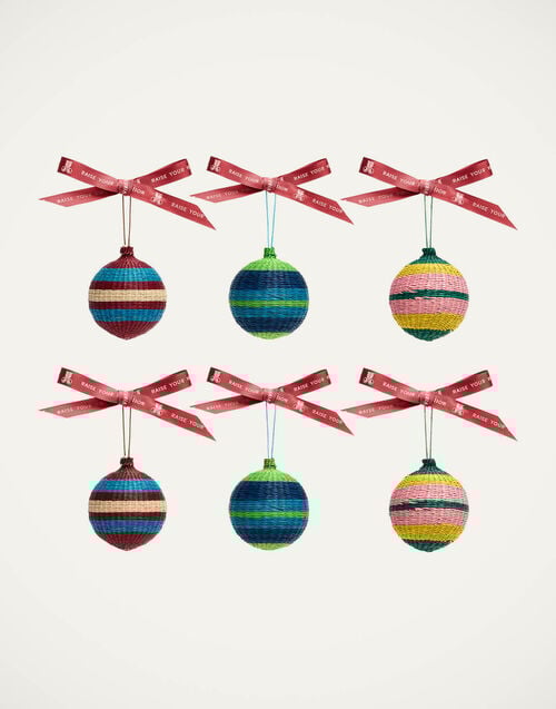 la doublej Small Holiday Baubles Set Of 6 Multicolor in Raffia