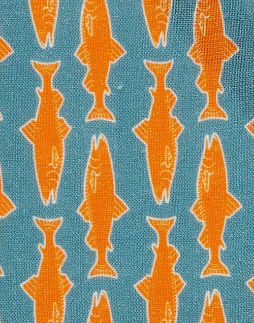 La Doublej Small Napkins Set Of 4 Como Fish Blue Small In Linen