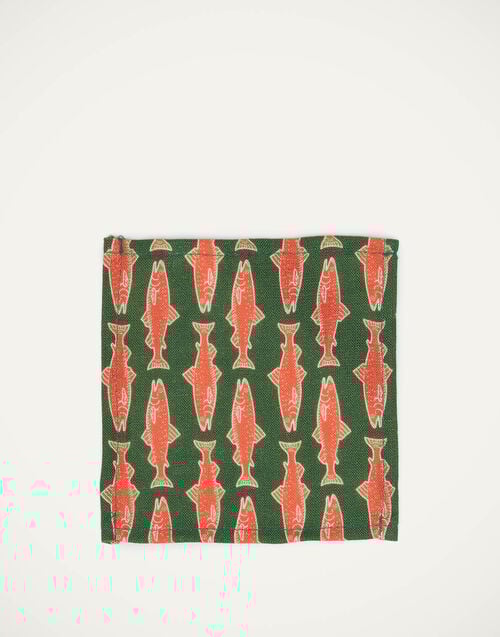 La Doublej Small Napkins Set Of 4 Como Fish Green Small In Linen
