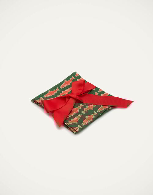 la doublej Small Napkins Set Of 4 Como Fish Green Small in Linen