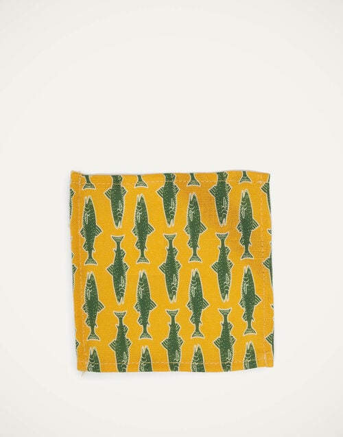 La Doublej Small Napkins Set Of 4 Como Fish Yellow Small In Linen