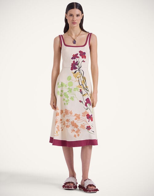La Doublej Sophia Dress Corsage Placée Ivory In Flat Cotton Stretch