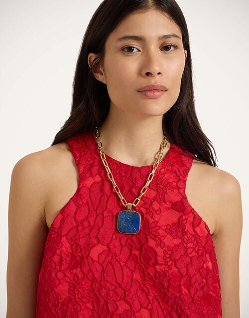 la doublej Soul Pendant Necklace 24k Gold Plate & Lapis Lazuli