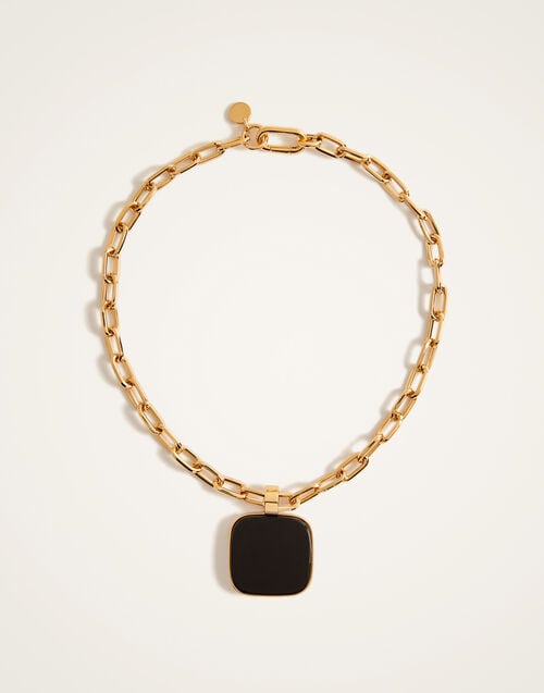 La Doublej Soul Pendant Necklace 24k Gold Plate & Onyx