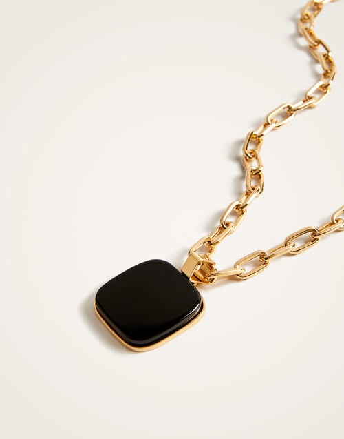 La Doublej Soul Pendant Necklace 24k Gold Plate & Onyx
