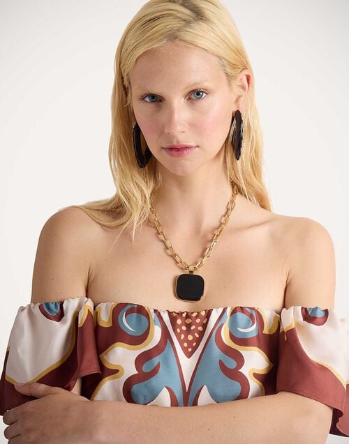 la doublej Soul Pendant Necklace 24k Gold Plate & Onyx