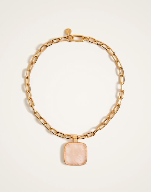 La Doublej Soul Pendant Necklace 24k Gold Plate & Pink Quartz