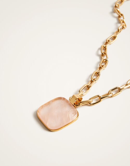La Doublej Soul Pendant Necklace 24k Gold Plate & Pink Quartz