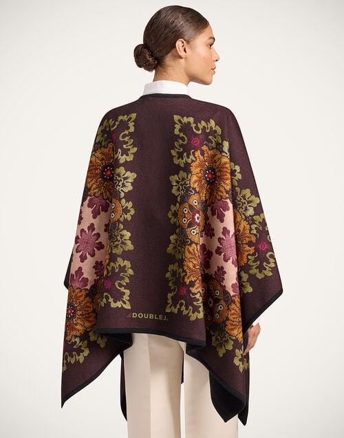 La Doublej Soul Poncho Bounty Placée Burgundy In Baize Wool