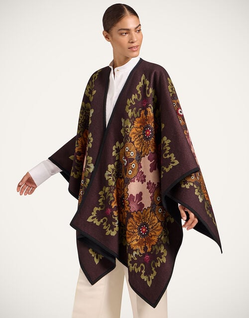 la doublej Soul Poncho Bounty Placée Burgundy in Baize Wool