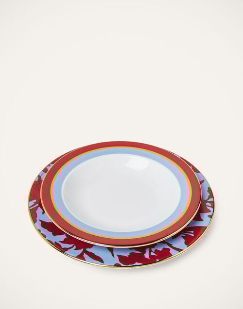 la doublej Soup And Dinner Plates Set Roman Holiday Vino in Porcelain