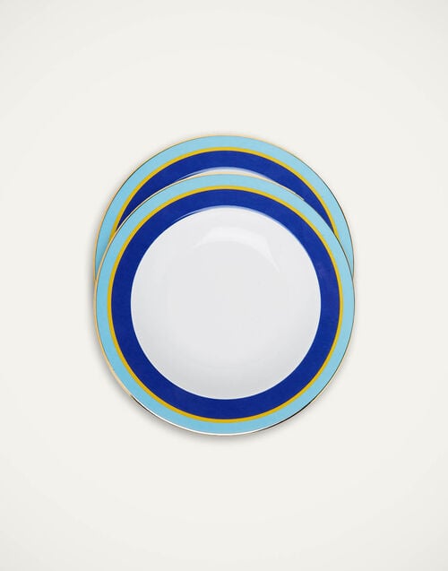 la doublej Soup Plates Set Of 2 Rainbow Blue in Porcelain