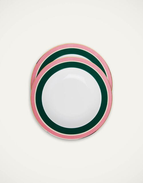la doublej Soup Plates Set Of 2 Rainbow Forest Green in Porcelain