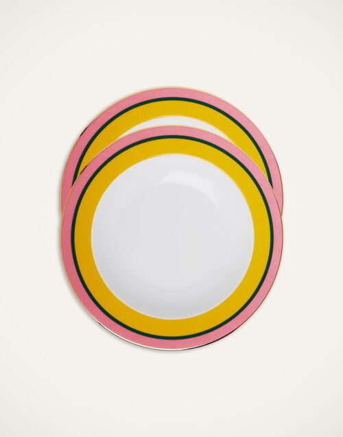 la doublej Soup Plates Set Of 2 Rainbow Yellow in Porcelain