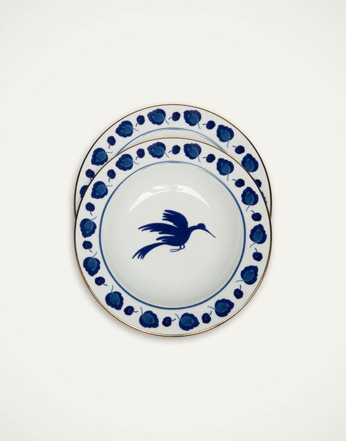 la doublej Soup Plates Set Of 2 Wildbird Blue in Porcelain