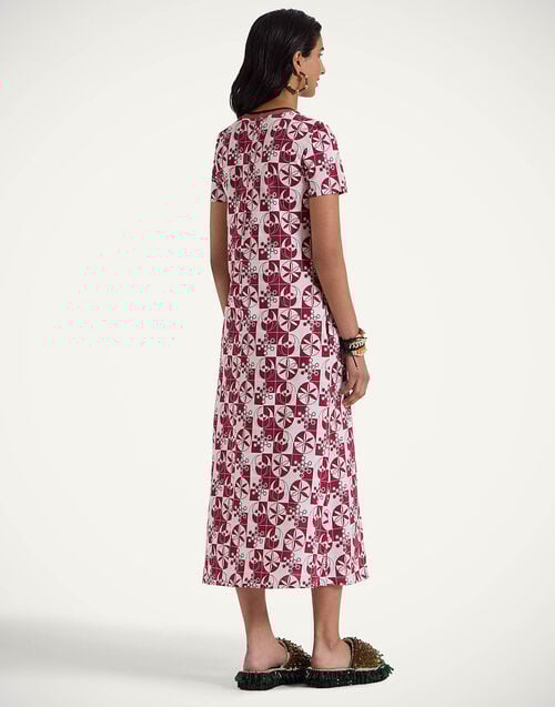 La Doublej Sporty Swing Dress Eclipse Burgundy In Cotton Jersey