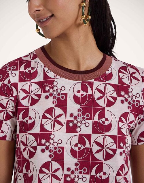 La Doublej Sporty Swing Dress Eclipse Burgundy In Cotton Jersey