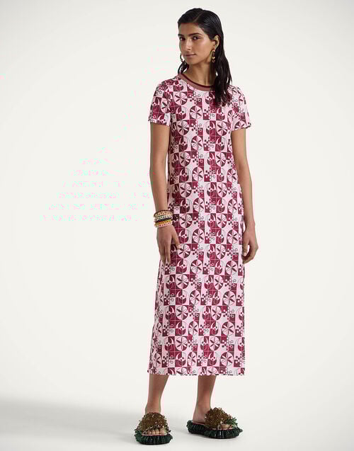 la doublej Sporty Swing Dress Eclipse Burgundy in Cotton Jersey