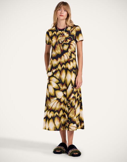 la doublej Sporty Swing Dress Monarch Black in Cotton Jersey