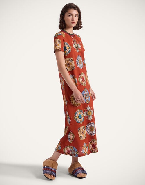 La Doublej Sporty Swing Dress Nucleus Rust In Cotton Jersey