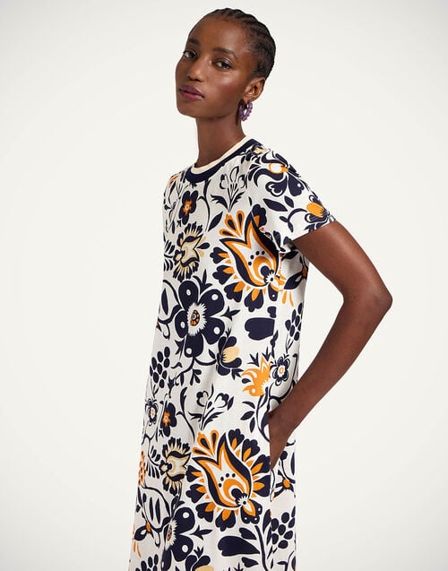 La Doublej Sporty Swing Dress Selva White In Cotton Jersey