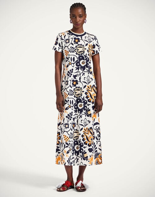 la doublej Sporty Swing Dress Selva White in Cotton Jersey