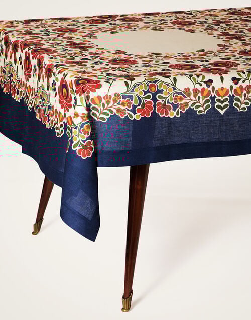 La Doublej Square Tablecloth Windflower Placée Bordeaux In Linen
