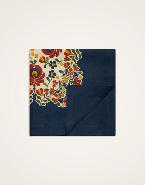 la doublej Square Tablecloth Windflower Placée Bordeaux in Linen