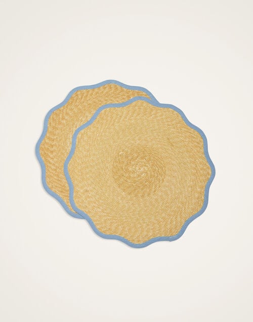 la doublej Straw Cloud Placemats Set Of 2 Solid Light Blue in Palm Straw