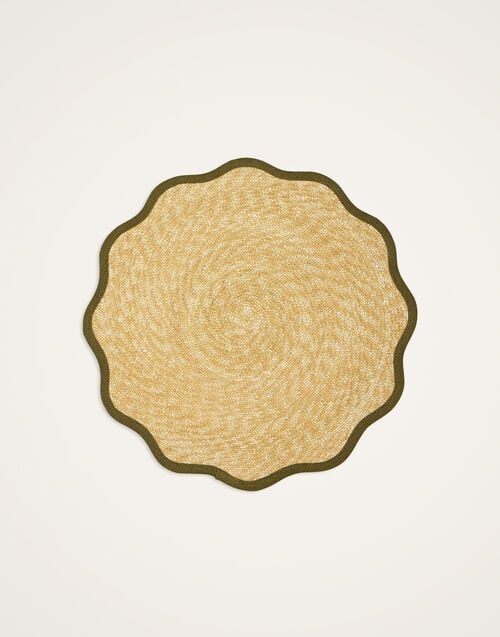 La Doublej Straw Cloud Placemats Set Of 2 Solid Olive In Palm Straw