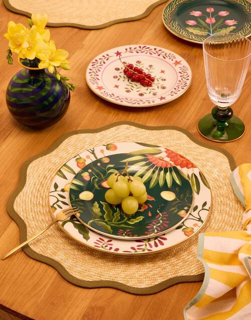 La Doublej Straw Cloud Placemats Set Of 2 Solid Olive In Palm Straw