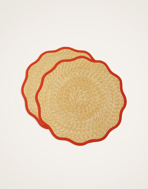 la doublej Straw Cloud Placemats Set Of 2 Solid Orange in Palm Straw
