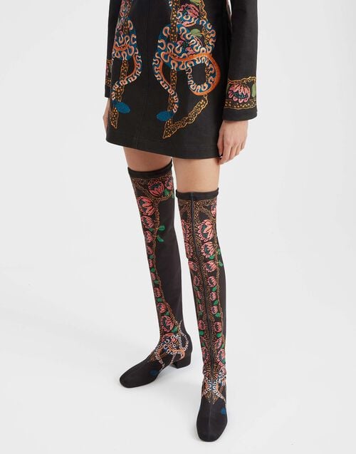 la doublej Stretch Boots Eve Black in Elastic Lycra