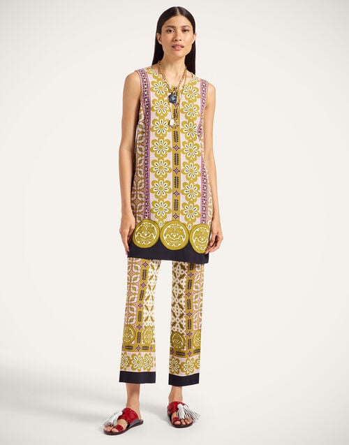 la doublej Stretch Tunic Pagoda Placée Pink in Envers Satin