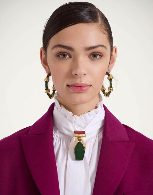 la doublej Studded Hoops Solid Camouflage in Resin and Brass