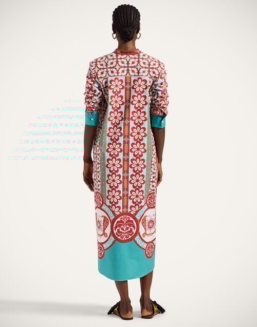 La Doublej Sundowner Tunic Pagoda Placée Rust In Cotton Poplin