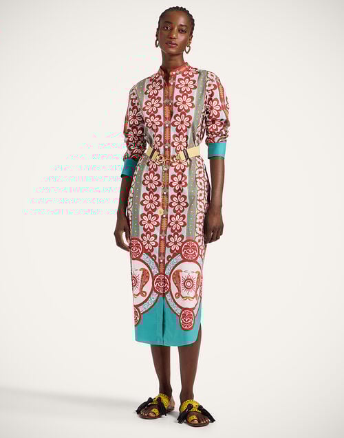 La Doublej Sundowner Tunic Pagoda Placée Rust In Cotton Poplin