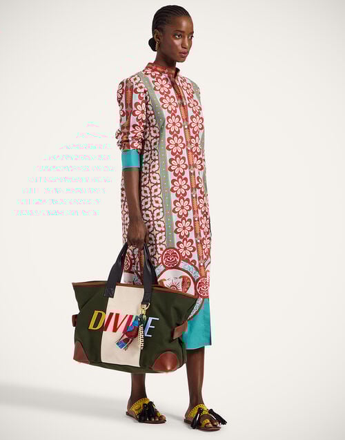 la doublej Sundowner Tunic Pagoda Placée Rust in Cotton Poplin