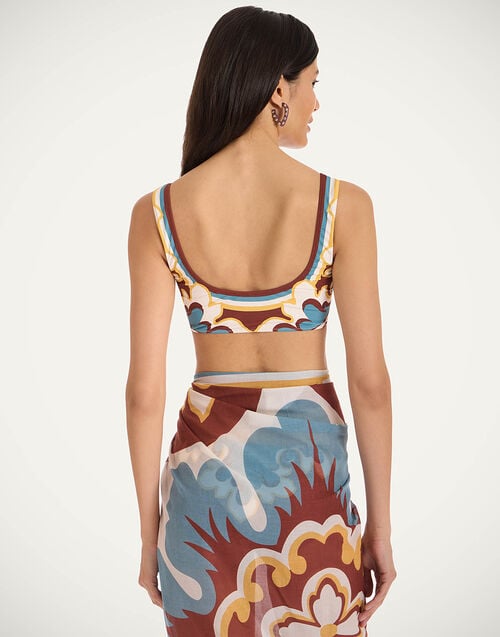 La Doublej Sunset Bikini Top Palazzo Placée Chocolate In Supreme Lycra