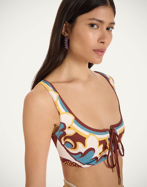 La Doublej Sunset Bikini Top Palazzo Placée Chocolate In Supreme Lycra