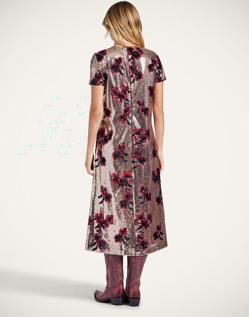 La Doublej Super Midi Swing Dress Primrose Bronze In Paillettes