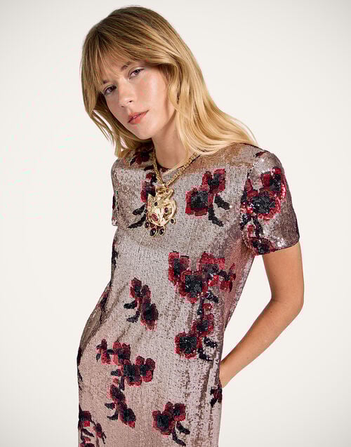 La Doublej Super Midi Swing Dress Primrose Bronze In Paillettes