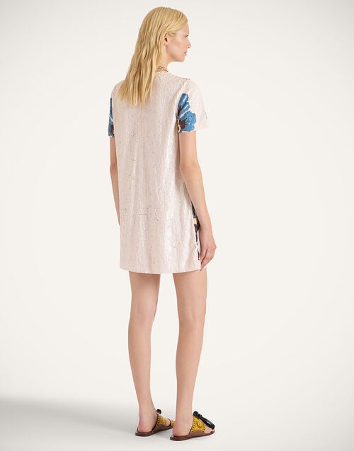 La Doublej Super Mini Swing Dress Palazzo Chocolate In Paillettes