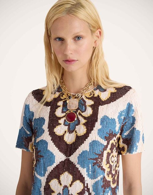 La Doublej Super Mini Swing Dress Palazzo Chocolate In Paillettes