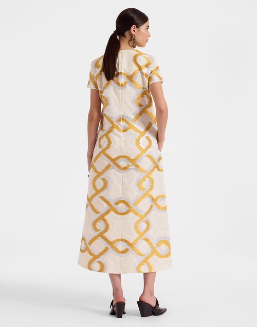 La Doublej Super Swing Dress Tackle Gold In Jacquard