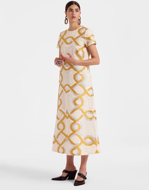 La Doublej Super Swing Dress Tackle Gold In Jacquard