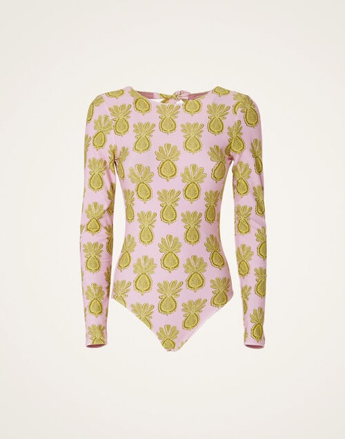 La Doublej Surf Suit Pineapple Sunflower Pink In Lycra