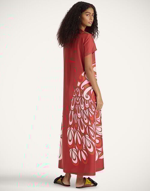 La Doublej Swing Dress Phoenix Placée Burgundy In Silk Twill