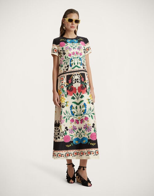 la doublej Swing Dress Plaza Placée Ivory in Silk Twill